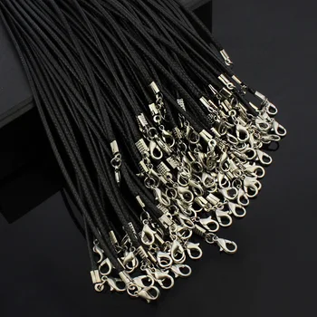 

Wax Rope Black Leather Cord Necklace Bracelet Chain Wholesale 2mm 49Cm Lobster Clasp DIY Hand Made Artesanato Jewelry 10pc Bulk