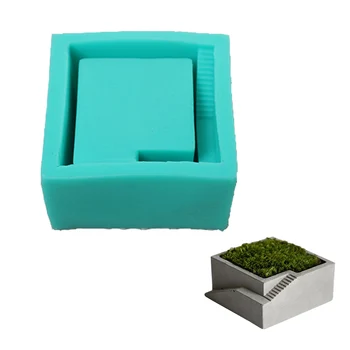 

DIY Silicone Mold Concrete Square With Stairs Desktop Moss Bonsai Flower Pot Or Cake Baking Mold Handmade Home Decoration