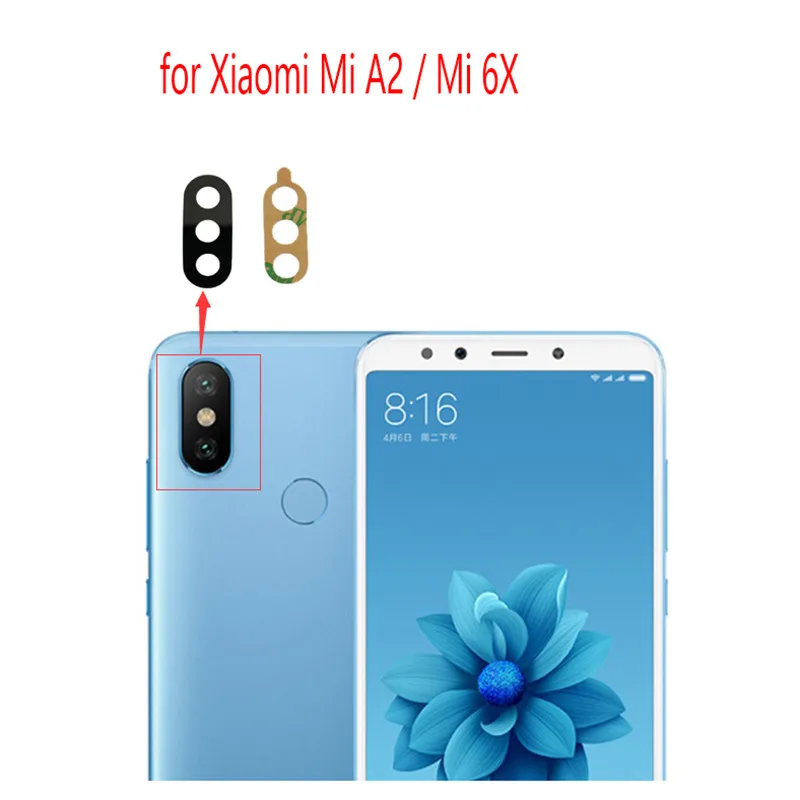 Стеклянный объектив для камеры Xiaomi Mi A2 2 шт. задняя камера стеклянный с клеем 6X