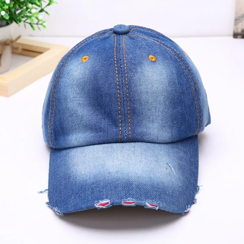 Vintage Running Caps Men Women Sport Hat Denim Baseball Ball Cap Sun Unisex Plain Hats RE99