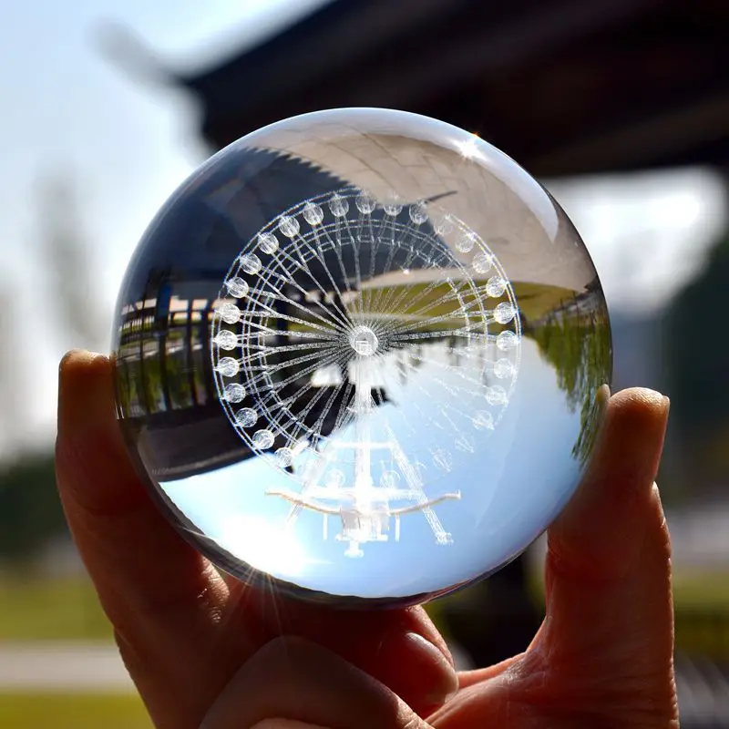 Персонализированные 3D лазерный хрустальный шар с гравировкой кварцевого стекла Сфера миниатюры подарки Рождественский подарок принимаем на заказ фото