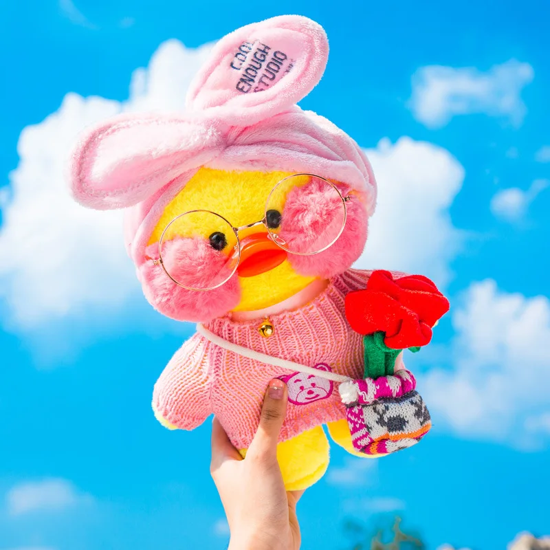 

Kawaii LaLafanfan Cafe Duck Plush Toy Cute Yellow Duck Stuffed Doll Soft Animal Dolls Kids Toys Birthday Gift for Children