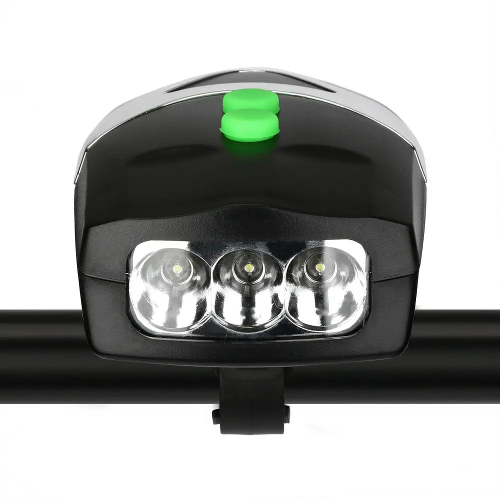 Flash Deal 3 LED Bike Light Set Bicycle Light White Front Head Light Cycling Lamp + Electronic Bell Horn Hooter Siren Waterproof 2