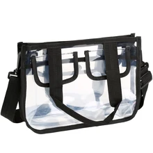

Vbiger Women Clear Stadium Shoulder Bag Transparent EVA Toiletry Handbag Beach Tote Bag Creative Jelly Cross-body Bags Black