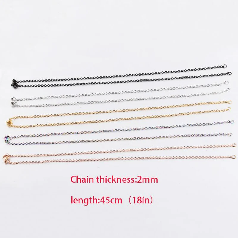 

10pcs/lot Stainless Steel 5 Colors 2mm Thickness Chain Extender DIY Chain Necklace For Jewelry Making Accessories 45cm