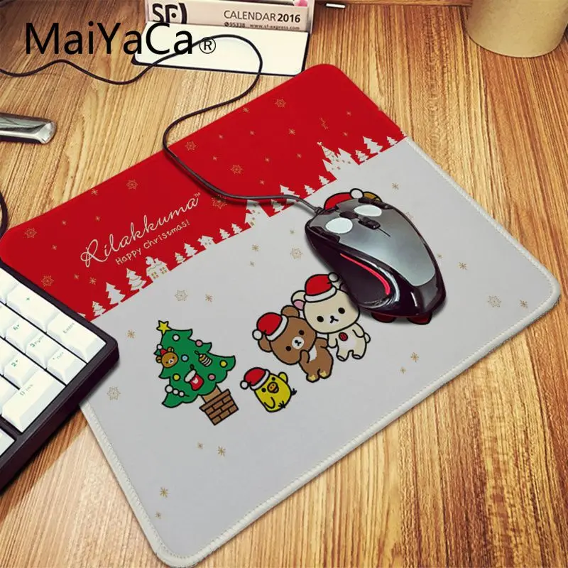 MaiYaCa милые Медведь Rilakkuma Рождество большой коврик для мыши ПК компьютерный коврик натуральный резиновый игровой коврик для мыши Настольный коврик - Цвет: Lock Edge 25x29cm