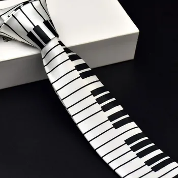 

2018 Novelty Men Black and White Piano Keyboard Necktie Tie Classic Slim Music Tie Personalized Piano Neckties