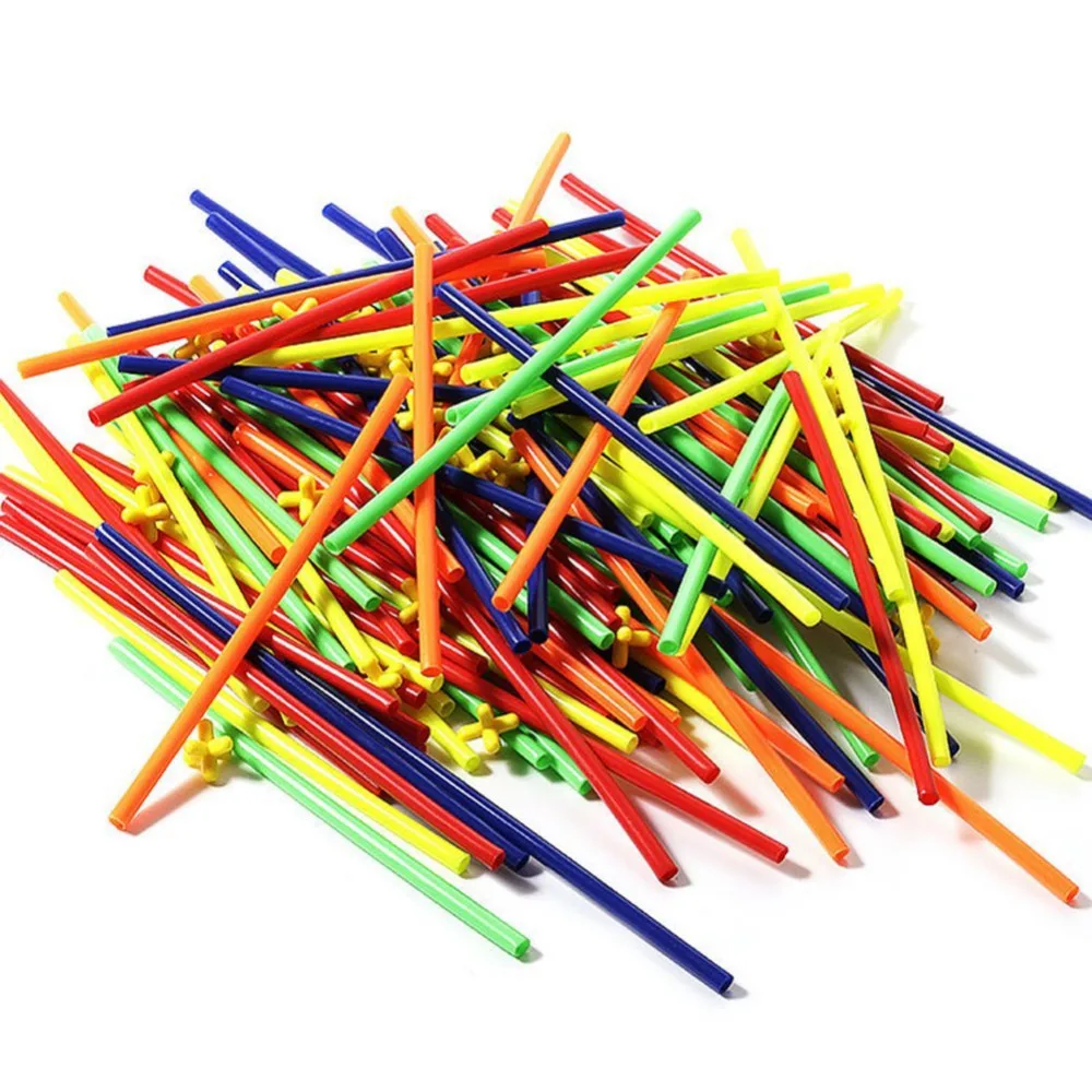 

100pcs Assembled Building Blocks Toy Children Educational Colorful Plastic Straw Fight Inserted Blocks Kid/teens Christmas Gift