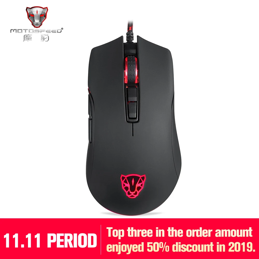 

Motospeed V70 Gaming Mouse RGB 12000dpi With 7 Key with PMW3360 Engine 250IPS Black color Multi-Color Backlight Send With Box