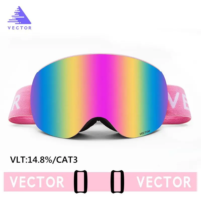 VECTOR niños gafas de esquí esféricas grandes para los niños doble capas UV400 magnética gafas de esquí niñas Snowboard gafas