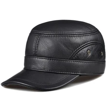 Унисекс, натуральная кожа, мужские и женские армейские шапки, плоские, однотонные, повседневные, мягкие шапочки для мужчин, капитан, военные, моряк, шапки из воловьей кожи, Chapeau Homme