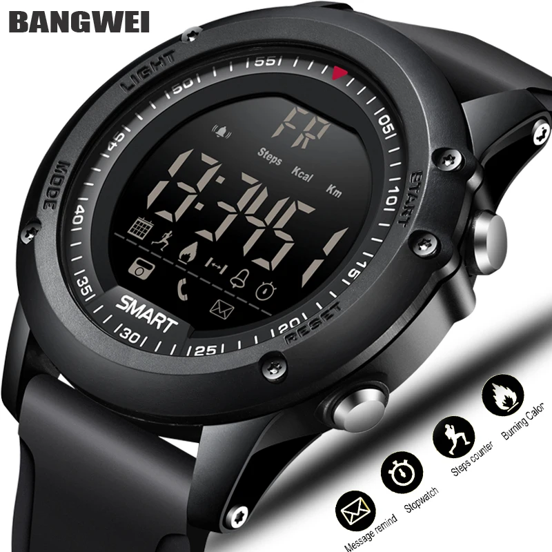BANGWEI Sport Smart Watch Men Multifunction Digital Clock Bluetooth Pedometer IP68 Waterproof Smart Electronic Watch Relogios