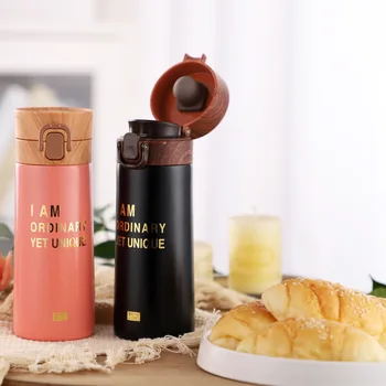 

350ml Stainless Steel Thermos Cups Thermocup Elegant Gold Letter Flask Garrafa Termica Thermo Coffee Mugs Travel Bottle Mug