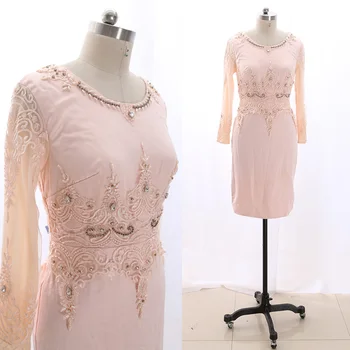 

MACloth Pink Sheath Scoop Neck Knee-Length Short Crystal Satin Prom Dresses Dress XL 265998 Clearance