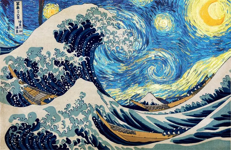 Пользовательское украшение на холсте Katsushika плакат Hokusai Ван Гог картина стену