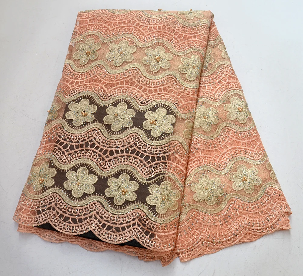 

Latest French 3D Lace Fabric Tulle Net Fabric 2019 High Quality African Lace Embroidery african laces with stones beads