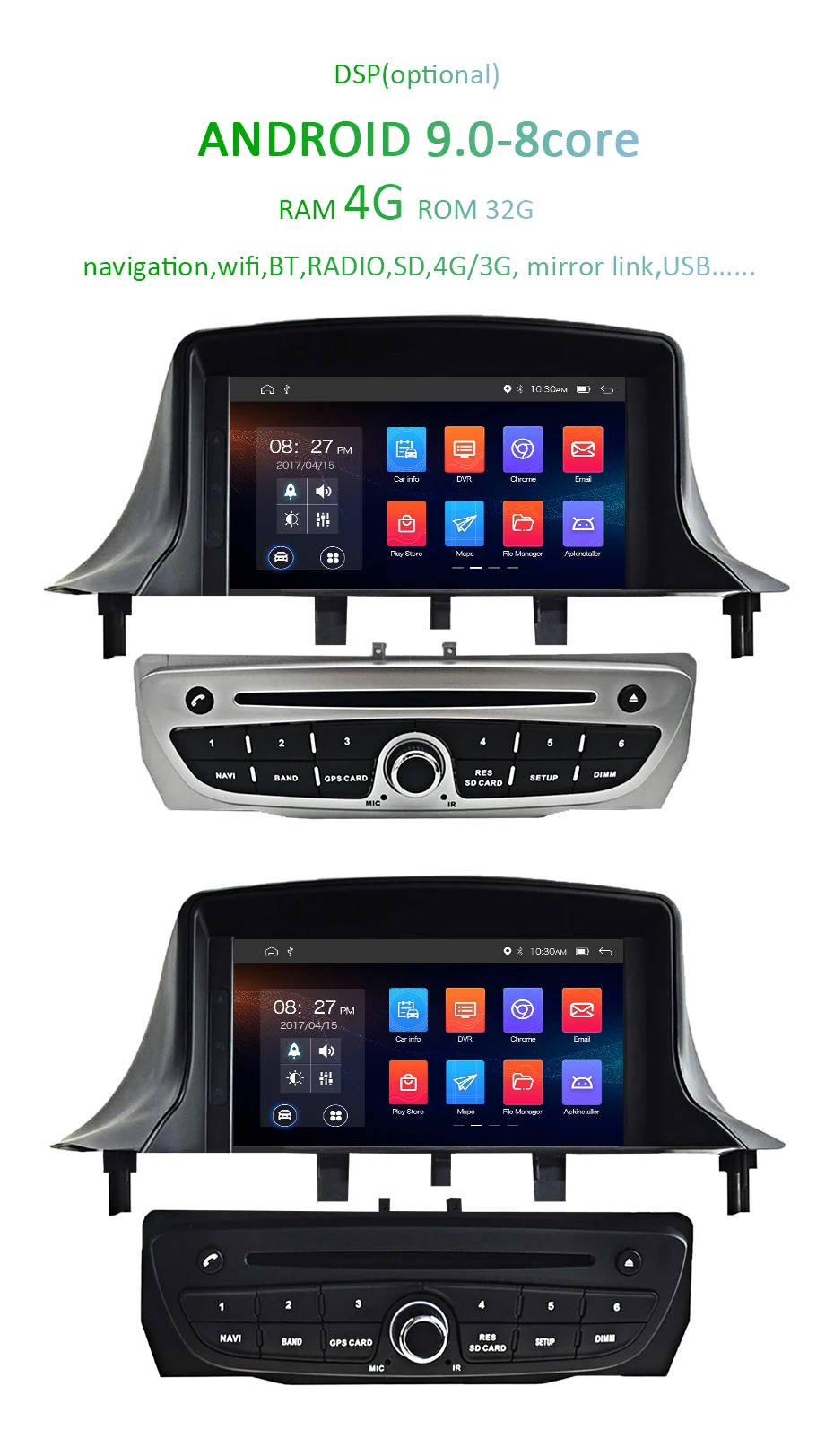 Flash Deal DSP AV Output Android 9.0 2 DIN DVD Player for Renault Megane 3 2009 2010 2011 2012 Fluence GPS Radio Navigation Stereos Screen 3