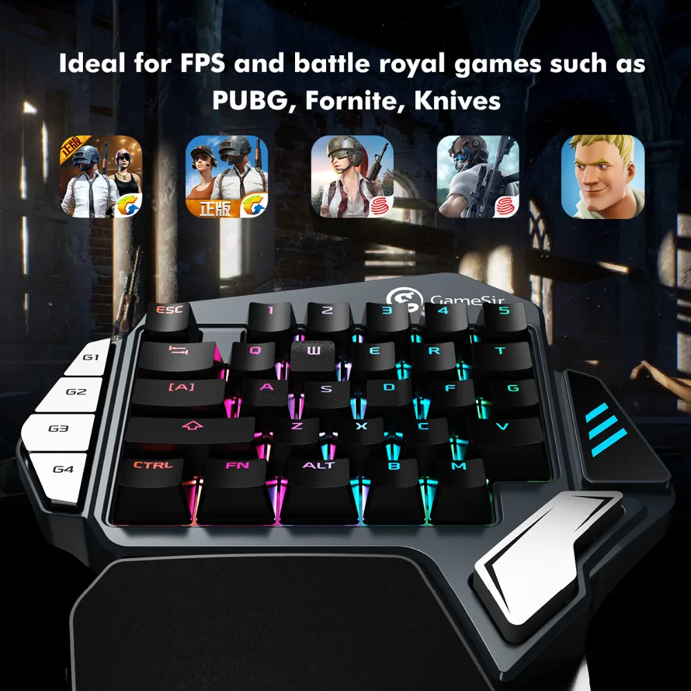 GameSir Z1 Bluetooth Wireless Gaming Keypad F Phones, One handed Cherry