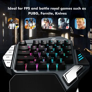 

GameSir Z1 Bluetooth Wireless Gaming Keypad F Phones, One-handed Cherry MX red switch RGB USB wired keyboard/BattleDock For PC