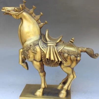 

RHS0198 13" Chinese Bronze Fengshui Success Running Tang Horse Animal Carving Statue