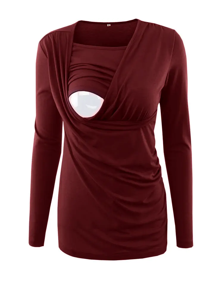 

Moms Nurse Long Sleeve Maternity Clothes COTTON Pregnancy Nursing Top Breastfeeding tops for Pregnant Women maternity T-shirt