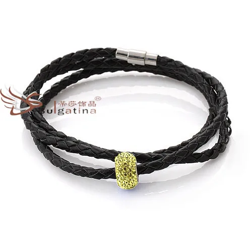 Newest Wholesale Leather Wrap Bracelet Crystal 316 L Magnetic Clasp Genuine Wristband Free Shipping | Украшения и аксессуары