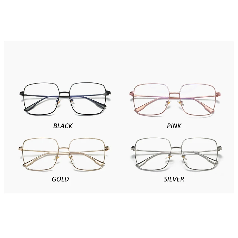 Женские брендовые прозрачные очки, большая металлическая квадратная оправа, унисекс, анти-синий светильник, эластичная рука, Винтажный дизайн, прозрачные очки