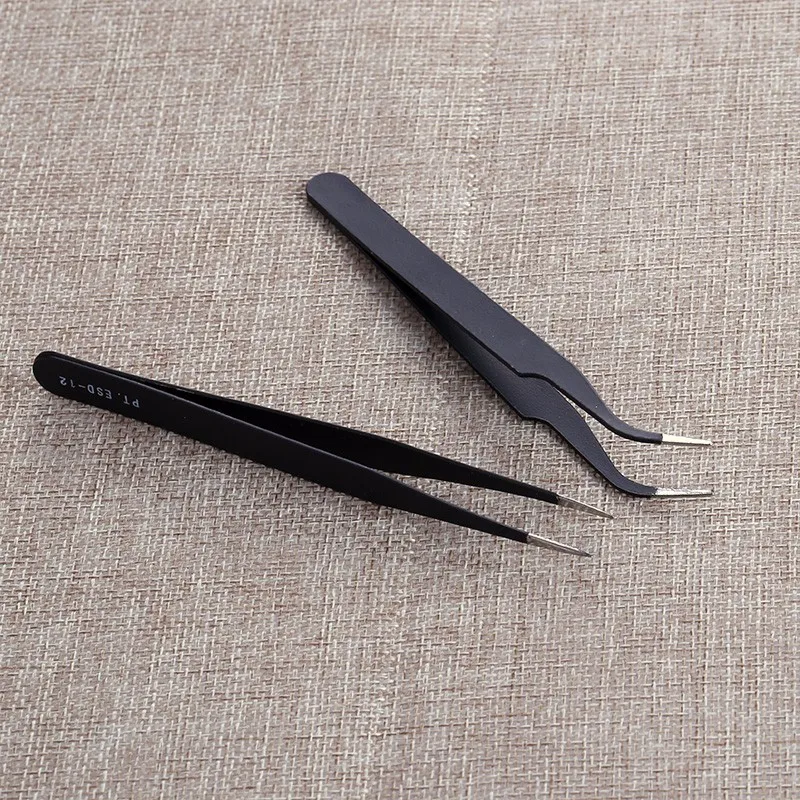 2 предмета черный акриловый гель для ногтей Art Стразы прямой изогнутый Нержавеющая сталь пинцеты антистатические блестка маникюрные щипцы