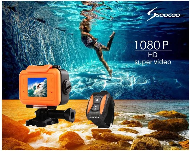 32 GB+ soocoo S60 1080 P Full HD Водонепроницаемый 60 M SOS спортивная видеокамера для подводной съемки с пультом дистанционного управления Управление экшн Камера