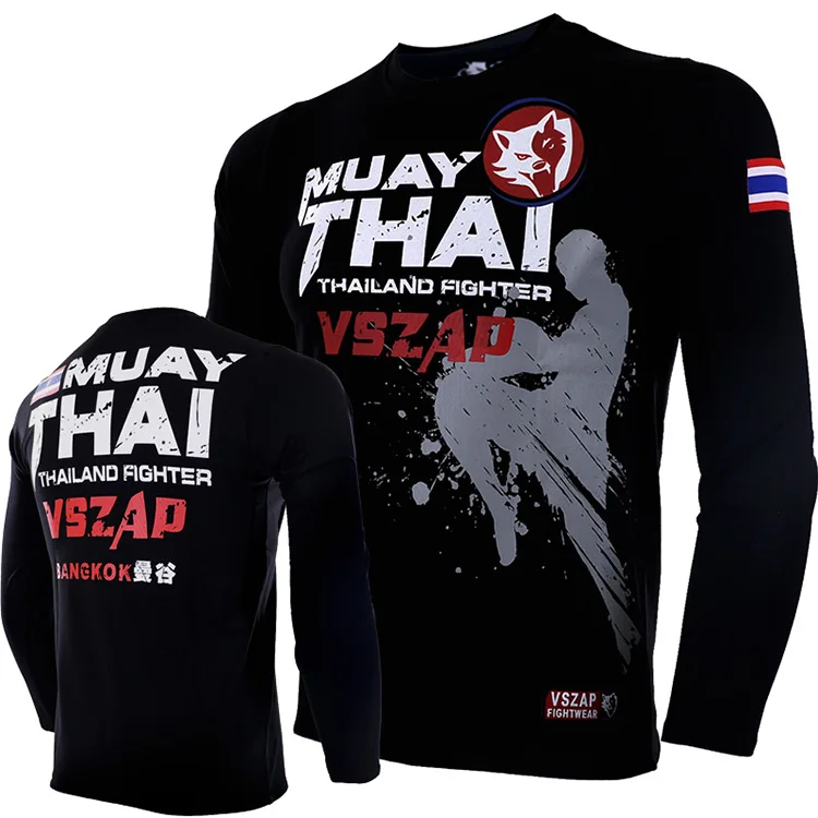 

VSZAP MUAY THAI fighting for long sleeve T-shirt MMA sports THAI boxing for fitness fighting man