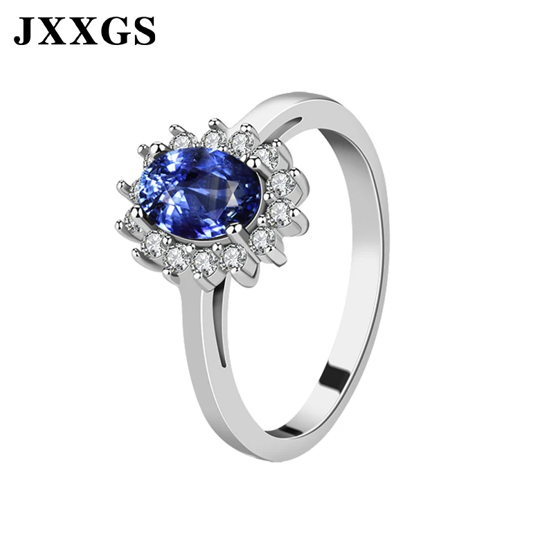 

JXXGS Women Jewelry Crystal Zircon Stone Ring Silver 925 Rings Wedding Band Jewelry Promise Engagement Rings For Women