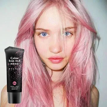 

Disposable 6 Colors Hair Pomade Romantic Pink Quickly Shaping Hair Color Mud Temporary Fashion Hair Style Product 50ml
