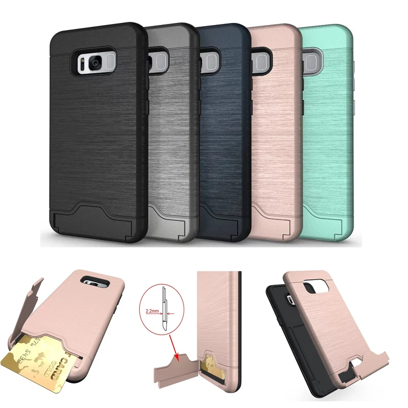 

Case For Samsung Galaxy S8 S8 Plus PC+TPU Anti Shock Impact Brushed Texture Stand Card Slot Cover For Samsung s9 S7 Edge