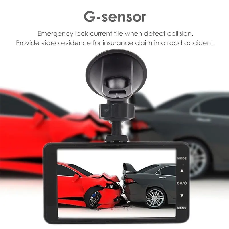 

Vehemo 4inch Dash Cam Loop Recording Driving Recorder Auto On/Off Car DVR Durable Parking Monitor