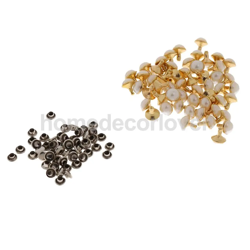 8mm Gold 100 шт. модные жемчужные Заклёпки шпильки для Кожевенное ремесло одежда поясная сумка Обувь Декор - Цвет: 8mm Gold