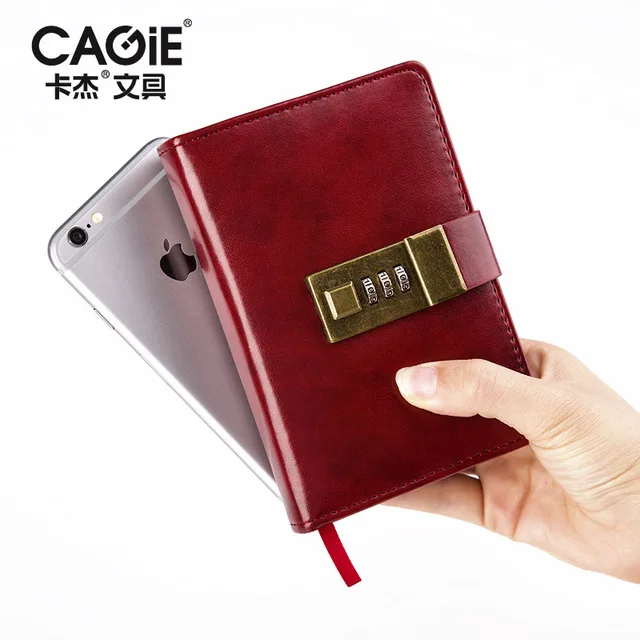 

Password Notebook Paper Lockable Portable Book PU Leather Diary Lock Traveler Journal Weekly Planner School Stationery Gifts
