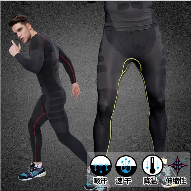 Men Quick Dry Sports Leggings Compression Wear Weight Lifting Running ...