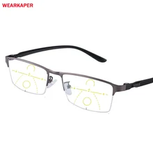 WEARKAPER титановый сплав Смола прогрессивные линзы очки для чтения мужские модные квадратные классические многофокальные очки 1,0-4,0