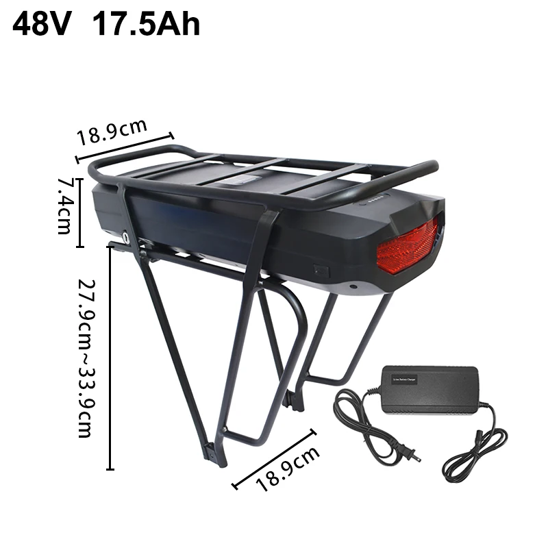 Cheap Electric Bicycle 48V17.5Ah Rear Rack Battery for Bafang BBS01 02 Big Capacity EBike Cell Luggage Rack US/EU/AU/UK E Bike Charger 1