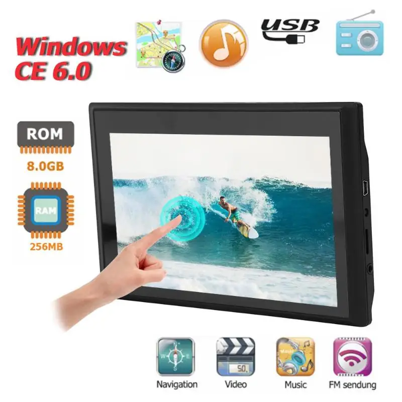 

Portable 7 inch Touch Screen Car GPS Navigation 2019 Map 256MB+8GB FM Transmitter Sat Nav Navigator for Truck Lorry Bus