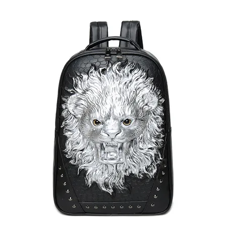 angry lion2 Новые мужские 3D лев сумка личности заклепки большой 1" ноутбук рюкзак женский Творческий Модная молодежная сумка тенденция рюкзак - Цвет: angry lion2