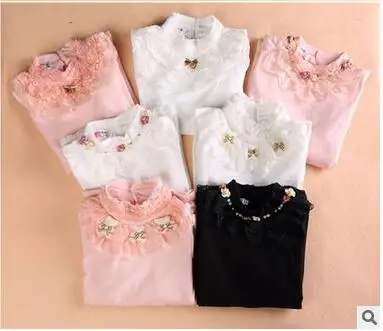 Cute Lace shirts for children 2016 Spring 100 pure cotton children s Render Shirt baby girls