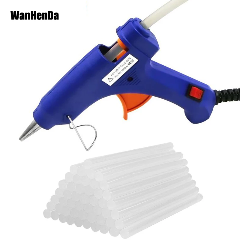 

EU 20W Hot Melt Glue Gun with 5Pcs/30 Pcs/50pcs 7mm*200mm Glue Stick Industrial Mini Guns Thermo Electric Heat Temperature Tool