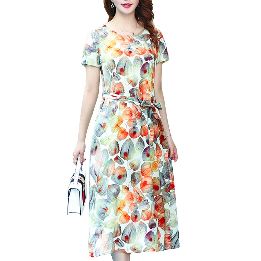 

summer dress women 2019 short sleeve elegant dress vintage print floral casual dresses vestidos plus size 6XL long party dress