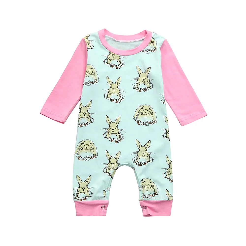 baby rompers New Infant Baby Boys Girls Easter Cartoon Rabbit Print Romper Jumpsuit Outfits New Summer Long Sleeve Clothes 2018