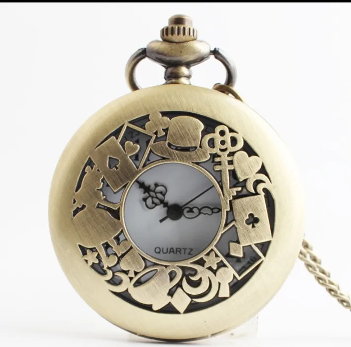 Alice In Wonderland & Flower Engraved Quartz Pocket Watch Cute Movie Theme  Analog Watch, Souvenir Gift For Xmas Birthday Graduation - Temu