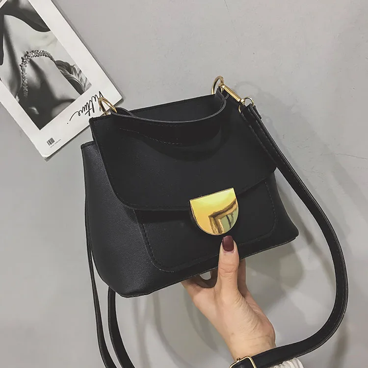 

PU Leather Shoulder Bag Office Ladies Handbag Black Color Crossbody Bag For Women 2019 Spring Autumn Ladies Hand Bags