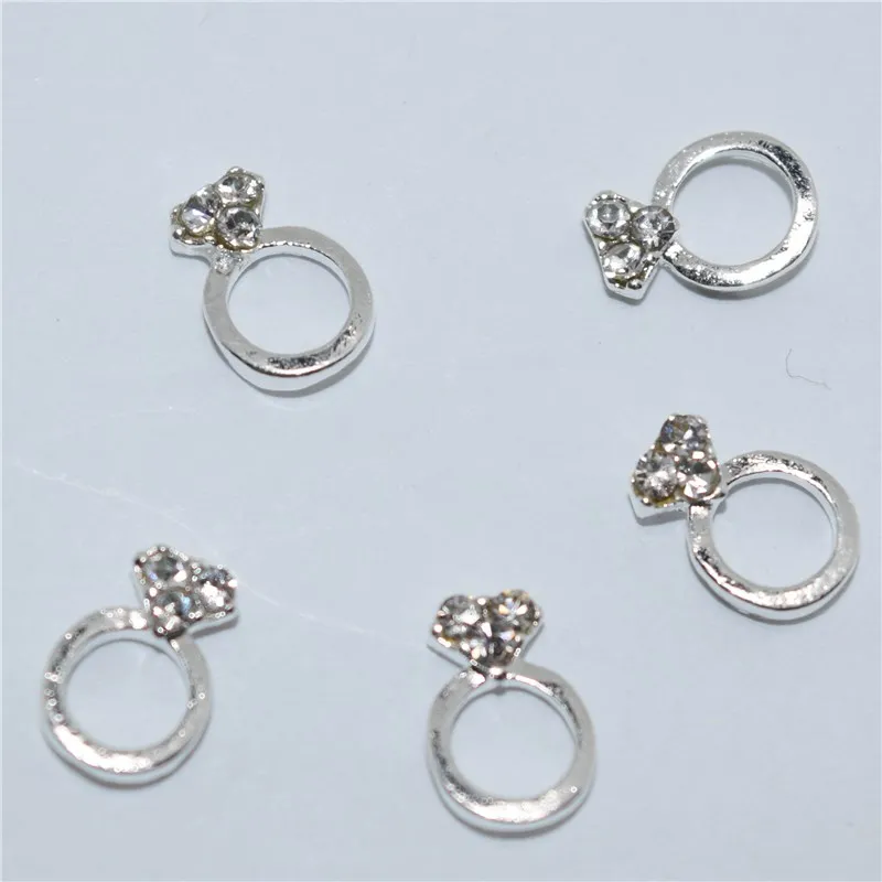 10psc الجديد الأبيض خاتم الماس 3d مسمار الفن زينة ، سبائك سحر ، وازم الأظافر الراين مسمار #461