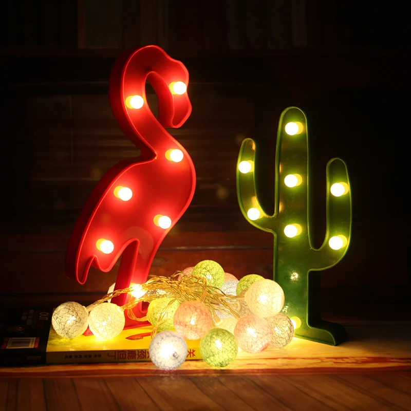 

3D LED Decor Sign Light Unicorn Flamingo Coco Tree Marquee Night Lights Pineapple Cactus Party Bar Decoration Gift Light