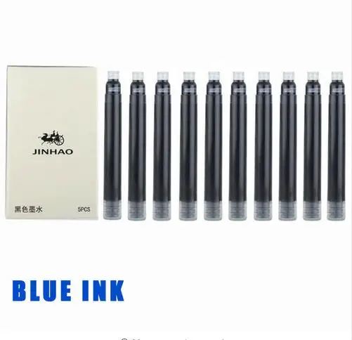 JINHAO X450 глянцевый черный 18KGP 0,7 мм перо с широким основанием перьевая ручка JINHAO 450 роскошный бизнес фиолетовый винный Зеленый Золотой 21 выбор цветов - Цвет: 10 pcs blue ink